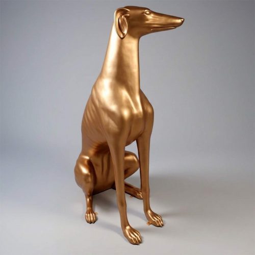 Duża figura złoty pies greyhound