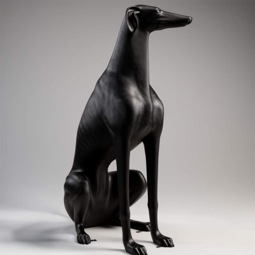Duża figura czarny pies greyhound