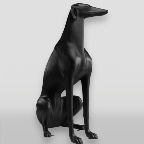 Duża figura czarny pies greyhound