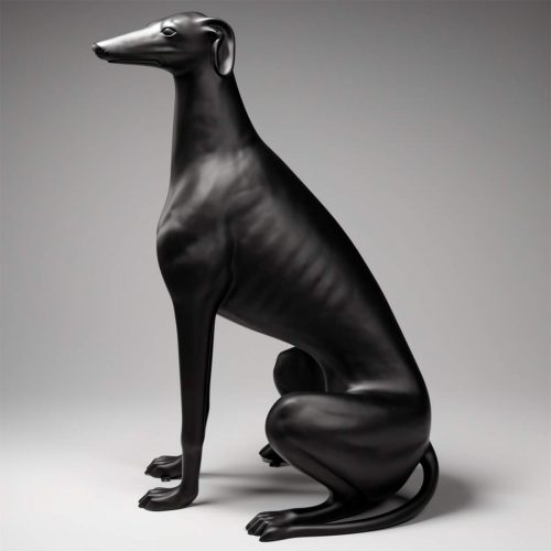 Duża figura czarny pies greyhound