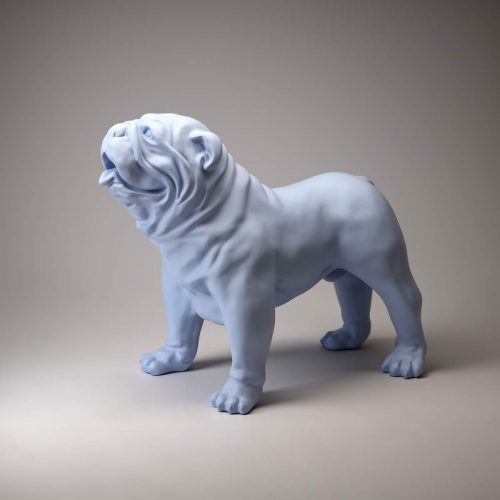 Figura dekoracyjna pies bulldog usa średni, pastelowy - niebieski