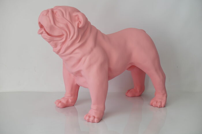 Figura dekoracyjna pies bulldog usa średni, pastelowy - różowy