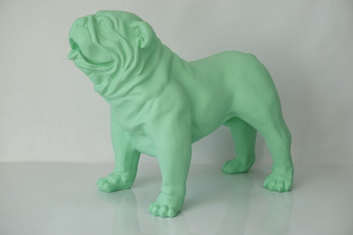 Figura dekoracyjna pies bulldog usa średni, pastelowy - zielony