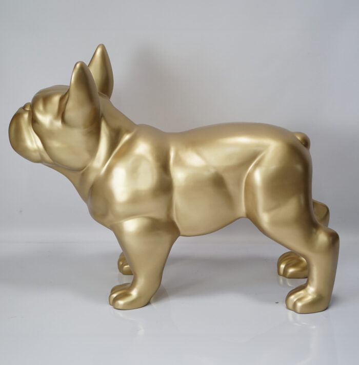 Stojący pies bulldog francuski 90cm - kolor złoty