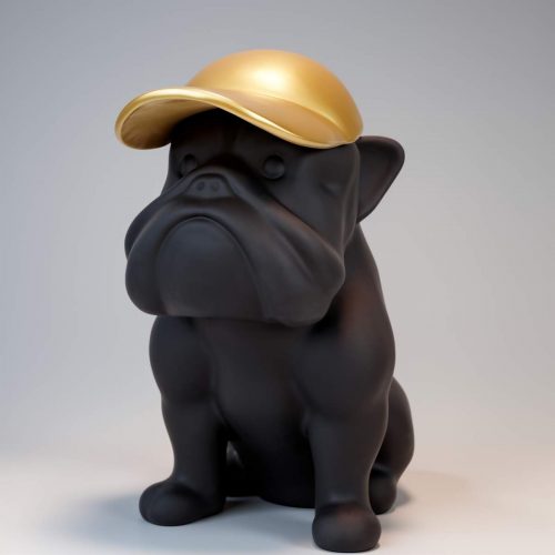 pies Bulldog z czapką - malowany mat