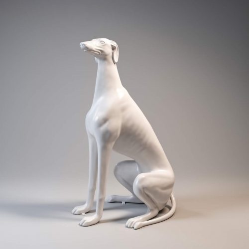 Duża figura biały pies greyhound