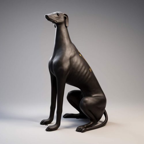 Duża figura czarny pies greyhound Rlx