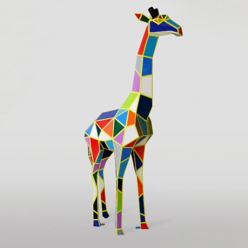 Duża figura żyrafa geometryczna z laminatu - arlecchino