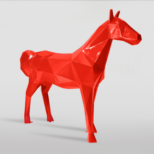 Duży koń geometryczny z laminatu - czerwony