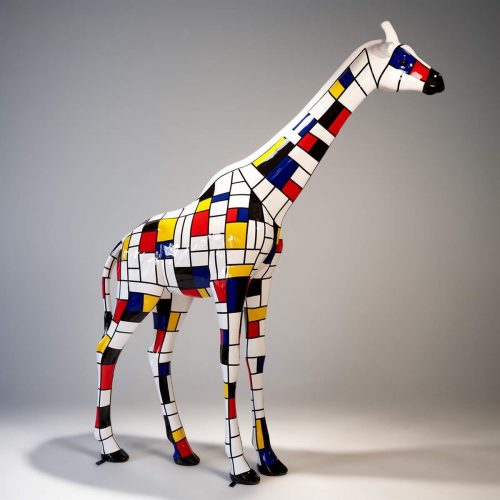 Duża figura żyrafa naturalnej wielkości - Mondrian
