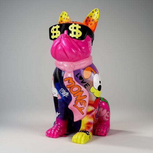 PIES Duża figura bulldoga z krawatem w okularach – Kinga