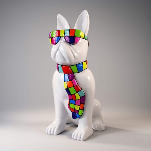 pies Duża figura bulldoga z krawatem w okularach – wersja smartie