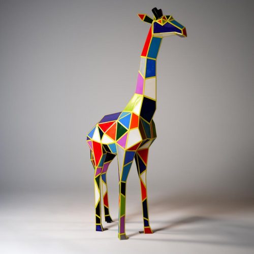 Duża figura żyrafa geometryczna z laminatu - arlecchino