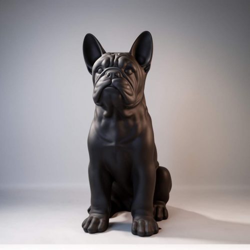 Duża figura bulldog francuski „Juki”- jednokolorowa czarny