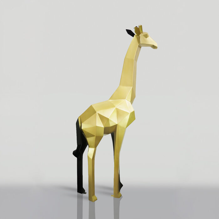 Duża Figura Żyrafa Geometryczna Z Laminatu - Złoto/Czarna