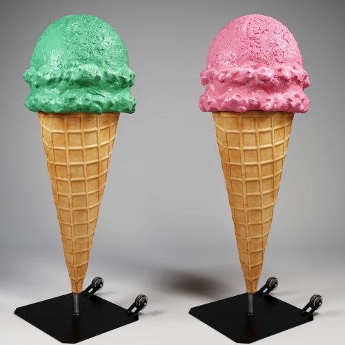 figura lodów rożek z włókna szklanego zielone i różowe lody realistyczny reklamowy stojak do sklepu