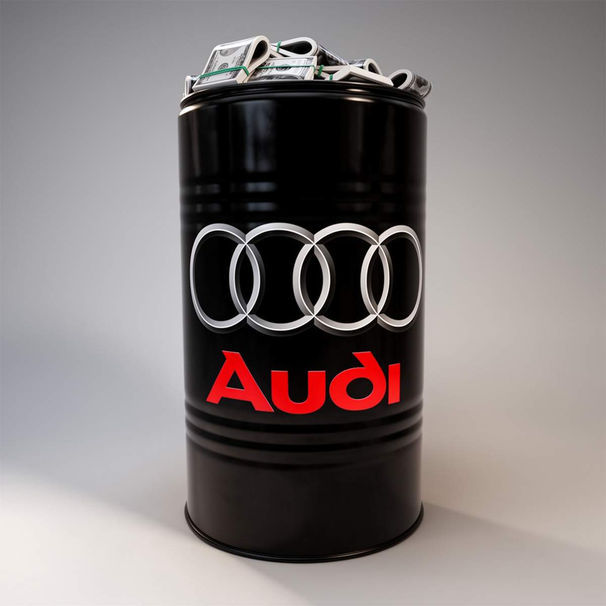 Mała Beczka Dekoracyjna Z Dolarami Audi
