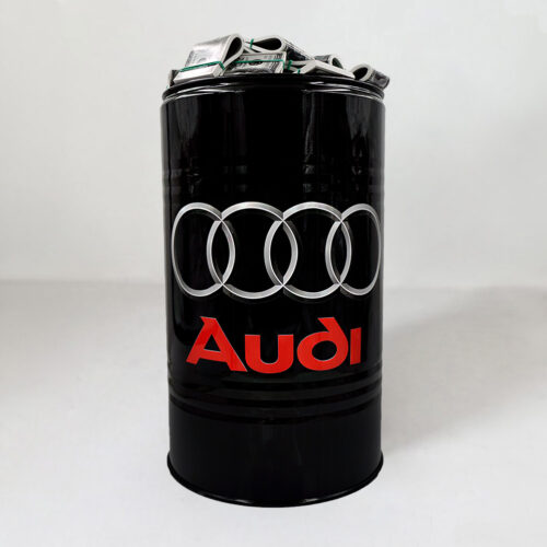 Small Barrel with Dollars - Painting + Logo