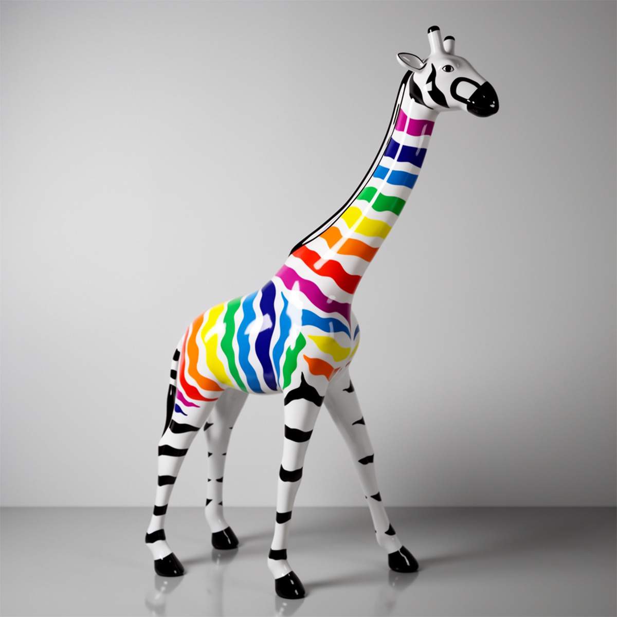 Duża Figura Dekoracyjna Żyrafa 230 cm Motyw Zebra Kolorowa