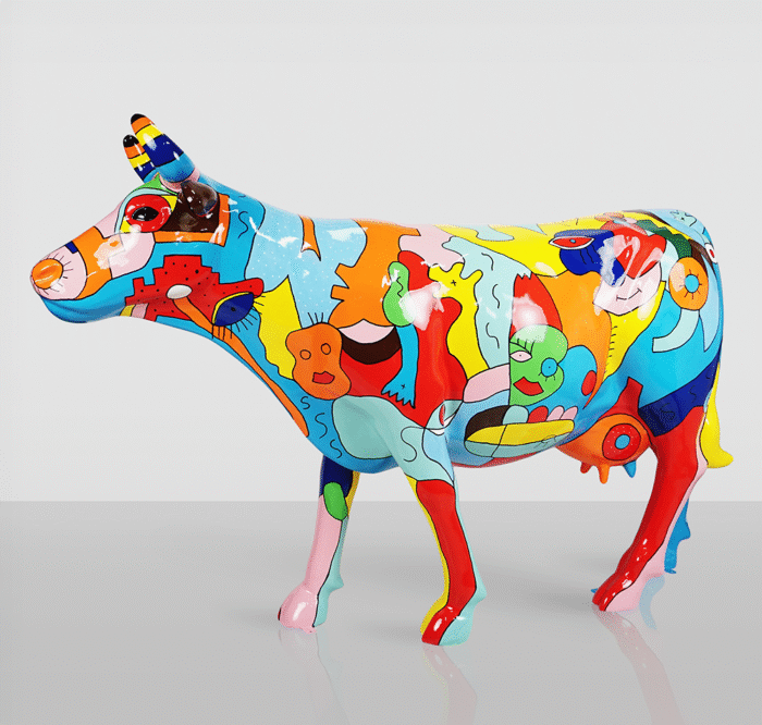 Duża Figura - Krowa Malowana Ręcznie Motyw Picasso