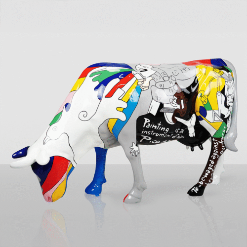 Duża Figura - Krowa Malowana Ręcznie Motyw Pablo Picasso