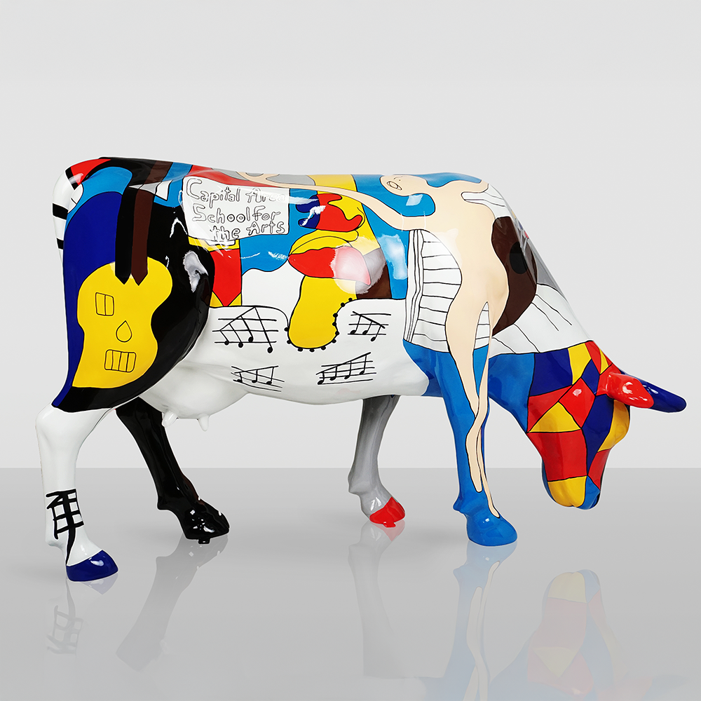 Duża Figura - Krowa Malowana Ręcznie Motyw Pablo Picasso 2 Duża Figura - Krowa Malowana Ręcznie Motyw Pablo Picasso - obrazek 2