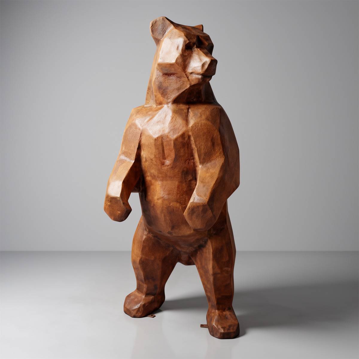Duża Figura Lowpoly Miś Kwadratowy Efekt Rdzy
