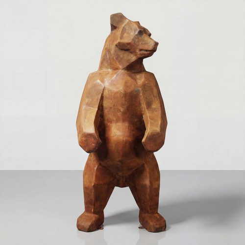 figura niedźwiedź z włókna szklanego w geometrycznym stylu, brązowa rzeźba reklamowa/dekoracyjna do galerii/eventu