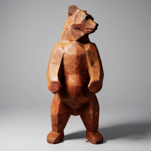 Duża Figura Lowpoly Miś Kwadratowy Efekt Rdzy
