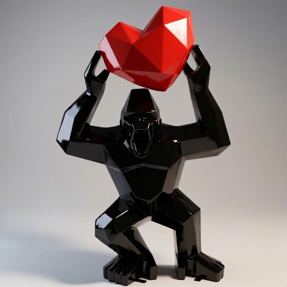 Figura Lowpoly Goryl Tono Kwadrat XL Z Sercem