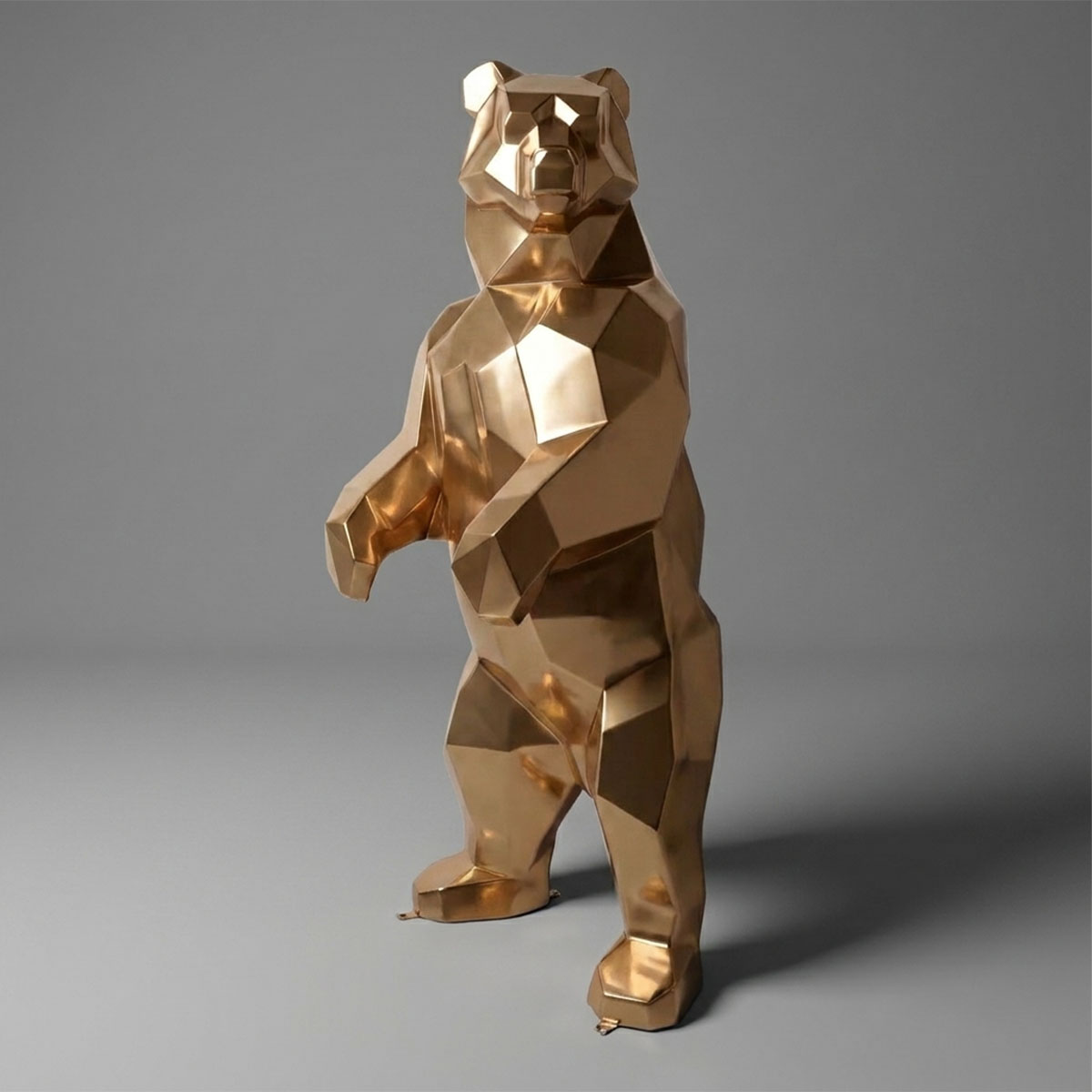 Duża Figura Lowpoly Miś Kwadratowy Złoty