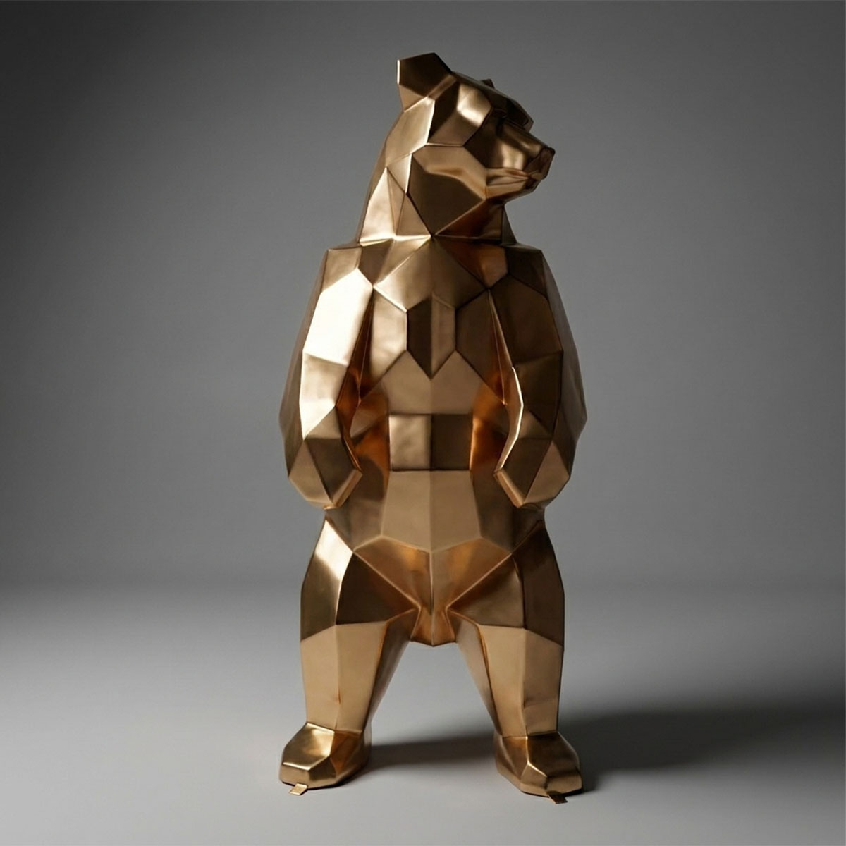 Duża Figura Lowpoly Miś Kwadratowy Złoty