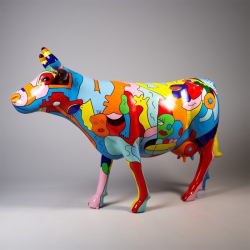 Duża Figura - Krowa Malowana Ręcznie Motyw Picasso