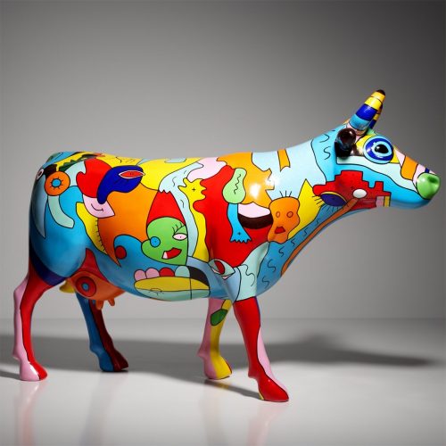 Duża Figura - Krowa Malowana Ręcznie Motyw Picasso