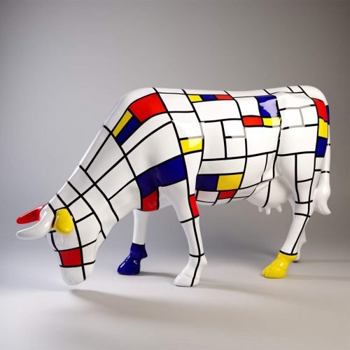 Duża Figura Reklamowa Krowa Motyw Mondrian