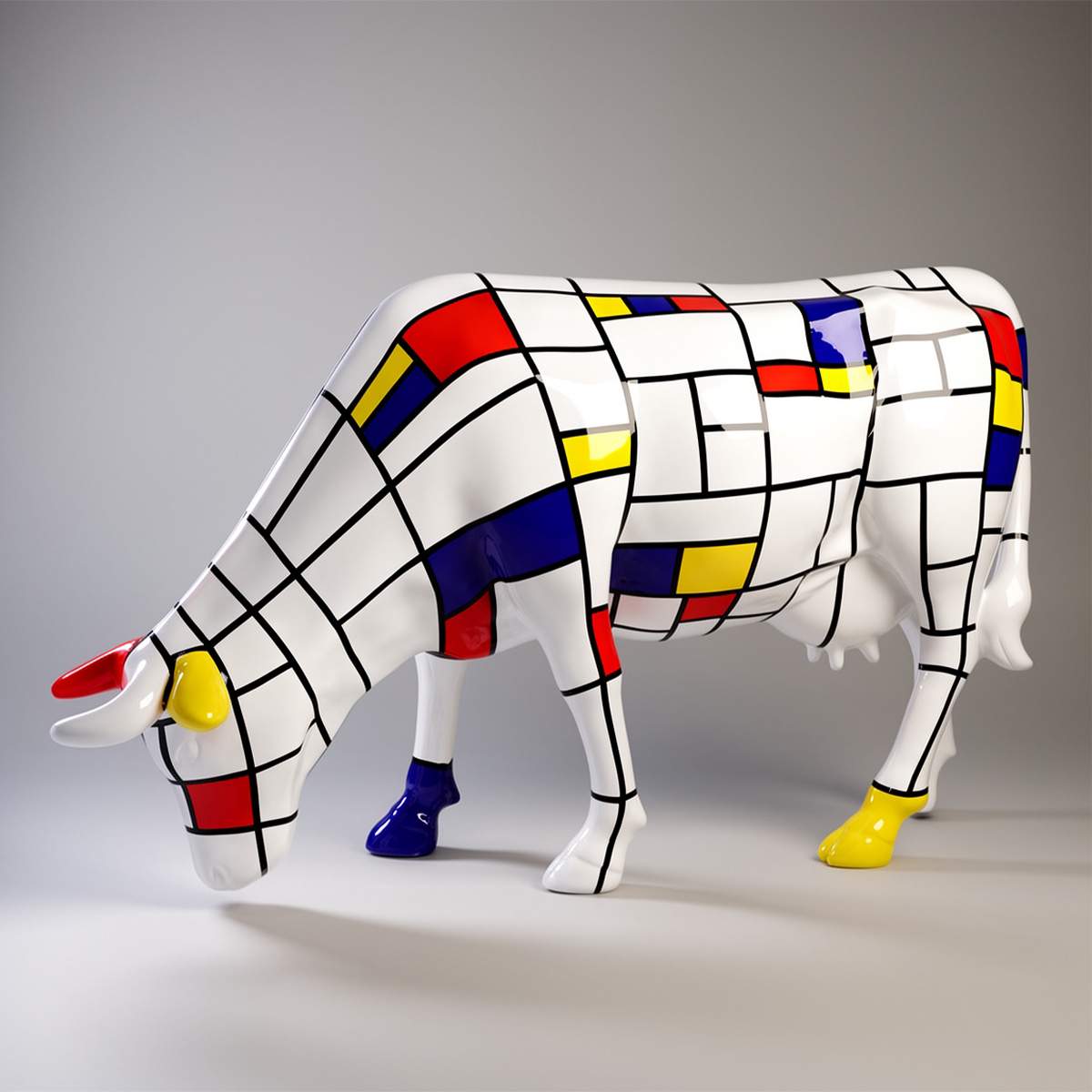 Duża Figura Reklamowa Krowa Motyw Mondrian
