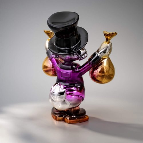 Figura Dekoracyjna - Mini Kaczor Sknerus McKwacz z workami w chromie