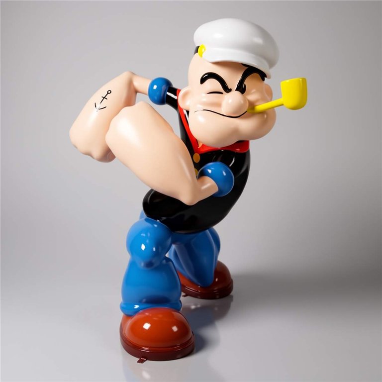 figura Popeye żeglarz z fajką, laminat, realistyczny kolorowy styl reklamowa dekoracja na eventy i galerie