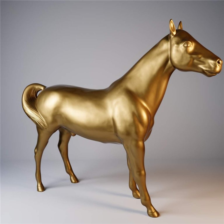 figura konia ze złotym wykończeniem z włókna szklanego, realistyczna rzeźba reklamowa do galerii i eventów