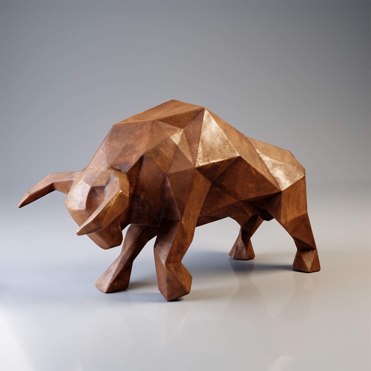Duża Figura Lowpoly Byk Efekt Rdzy