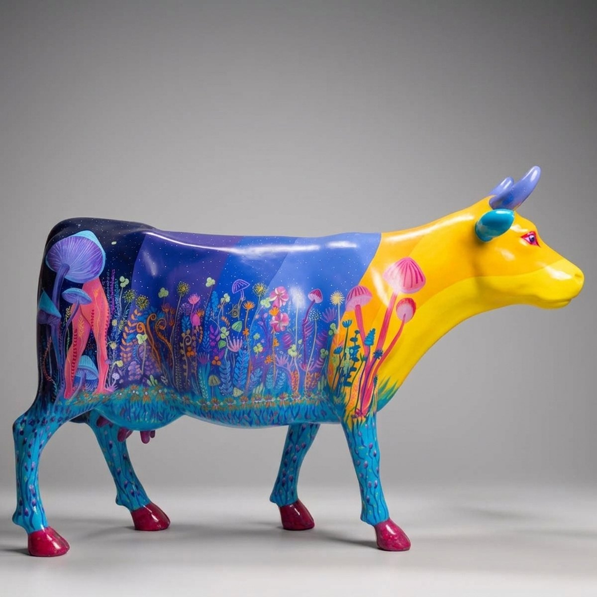 Artystyczna Figura Krowy Parada Krów - Nocny Pejzaż