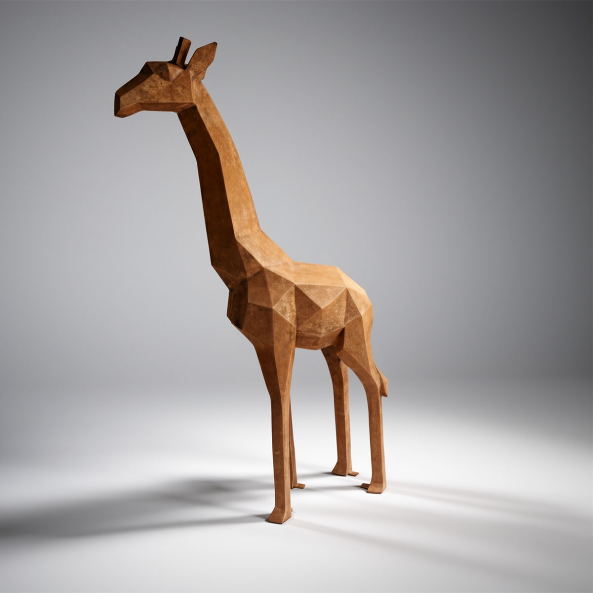 Figura Lowpoly Żyrafa Geometryczna Efekt Rdzy - obrazek 2