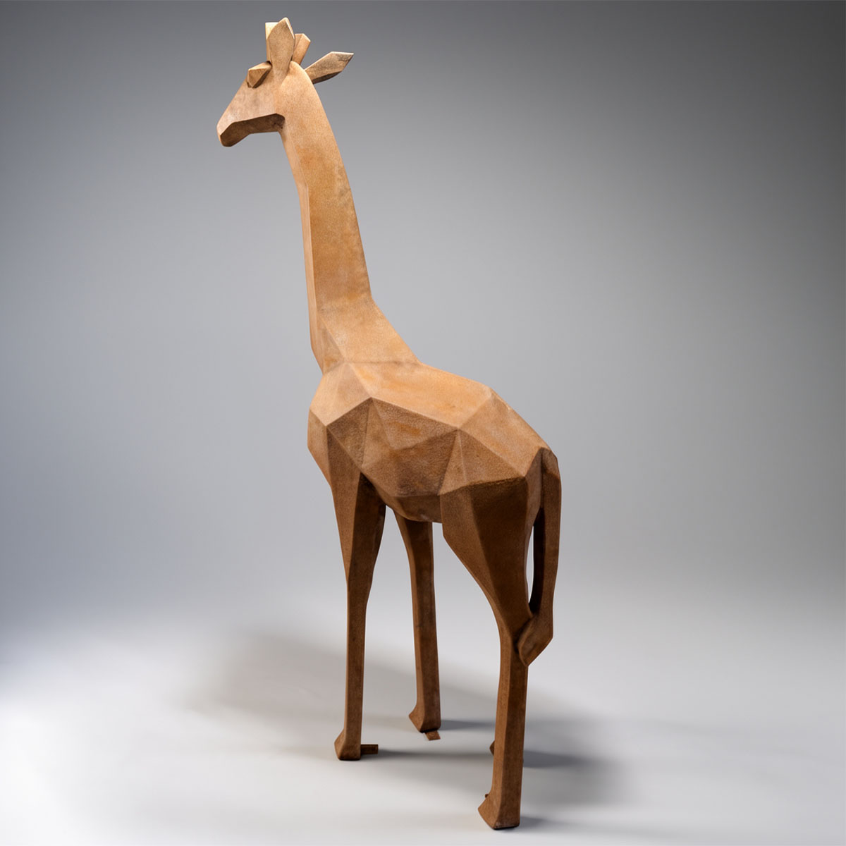Figura Lowpoly Żyrafa Geometryczna Efekt Rdzy - obrazek 3