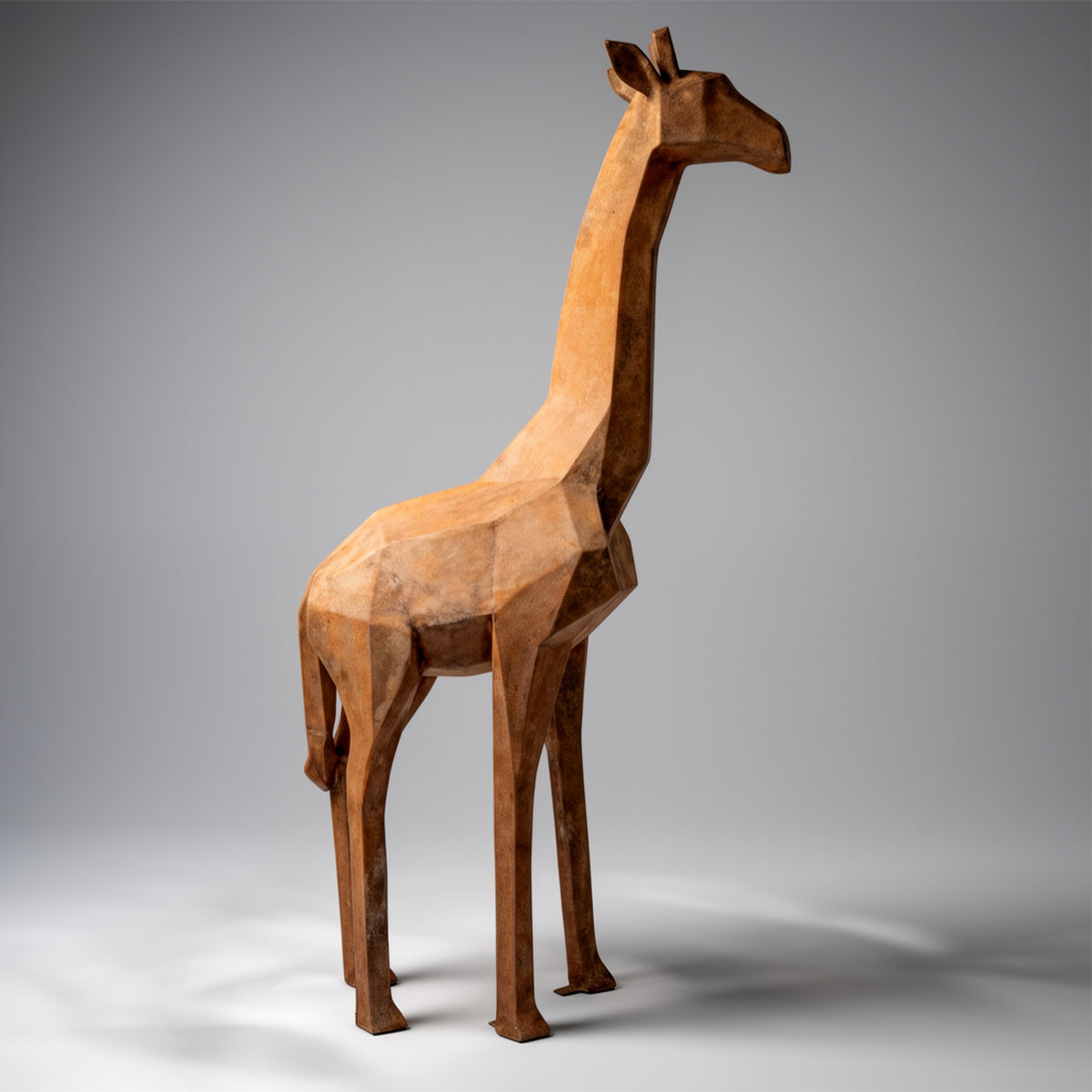 Figura Lowpoly Żyrafa Geometryczna Efekt Rdzy - obrazek 4